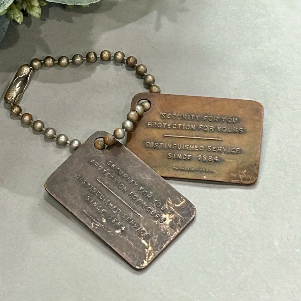 Vintage The Franklin Life Insurance‎ Company Brass Key FOB- Whitehead Hoag- 2 PC